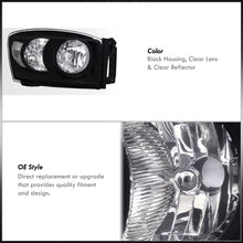 Load image into Gallery viewer, Dodge Ram 1500 2006-2008 / Ram 2500 3500 2006-2009 Factory Style Headlights Black Housing Clear Len Clear Reflector
