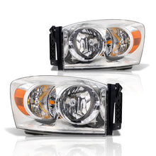 Load image into Gallery viewer, Dodge Ram 1500 2006-2008 / Ram 2500 3500 2006-2009 Factory Style Headlights Chrome Housing Clear Len Amber Reflector
