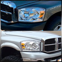 Load image into Gallery viewer, Dodge Ram 1500 2006-2008 / Ram 2500 3500 2006-2009 Factory Style Headlights Chrome Housing Clear Len Amber Reflector

