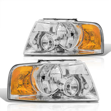 Load image into Gallery viewer, Ford Expedition 2003-2006 Factory Style Headlights Chrome Housing Clear Len Amber Reflector
