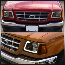 Load image into Gallery viewer, Ford Ranger 2001-2011 LED DRL Bar Factory Style Headlights + Corners Black Housing Clear Len Amber Reflector
