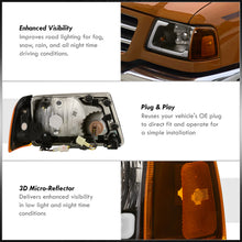 Load image into Gallery viewer, Ford Ranger 2001-2011 LED DRL Bar Factory Style Headlights + Corners Black Housing Clear Len Amber Reflector
