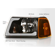 Load image into Gallery viewer, Ford Ranger 2001-2011 LED DRL Bar Factory Style Headlights + Corners Black Housing Clear Len Amber Reflector
