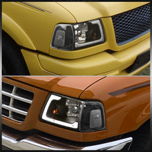 Load image into Gallery viewer, Ford Ranger 2001-2011 LED DRL Bar Factory Style Headlights + Corners Black Housing Clear Len Clear Reflector
