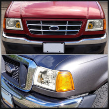 Load image into Gallery viewer, Ford Ranger 2001-2011 LED DRL Bar Factory Style Headlights + Corners Chrome Housing Clear Len Amber Reflector
