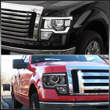 Load image into Gallery viewer, Ford F150 2009-2014 LED DRL Bar Projector Headlights Black Housing Clear Len Clear Reflector (Halogen Models Only)

