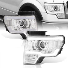 Load image into Gallery viewer, Ford F150 2009-2014 LED DRL Bar Projector Headlights Chrome Housing Clear Len Clear Reflector (Halogen Models Only)
