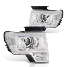 Load image into Gallery viewer, Ford F150 2009-2014 LED DRL Bar Projector Headlights Chrome Housing Clear Len Clear Reflector (Halogen Models Only)
