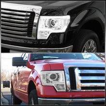 Load image into Gallery viewer, Ford F150 2009-2014 LED DRL Bar Projector Headlights Chrome Housing Clear Len Clear Reflector (Halogen Models Only)
