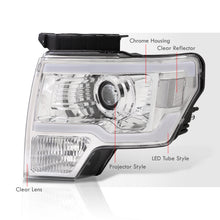 Load image into Gallery viewer, Ford F150 2009-2014 LED DRL Bar Projector Headlights Chrome Housing Clear Len Clear Reflector (Halogen Models Only)
