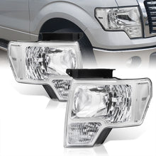 Load image into Gallery viewer, Ford F150 2009-2014 Factory Style Headlights Chrome Housing Clear Len Clear Reflector (Halogen Models Only)
