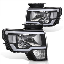 Load image into Gallery viewer, Ford F150 2009-2014 LED DRL Bar Factory Style Headlights Black Housing Clear Len Clear Reflector (Halogen Models Only)
