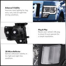 Load image into Gallery viewer, Ford F150 2009-2014 LED DRL Bar Factory Style Headlights Black Housing Clear Len Clear Reflector (Halogen Models Only)
