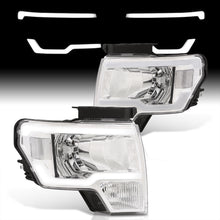 Load image into Gallery viewer, Ford F150 2009-2014 LED DRL Bar Factory Style Headlights Chrome Housing Clear Len Clear Reflector (Halogen Models Only)
