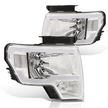 Load image into Gallery viewer, Ford F150 2009-2014 LED DRL Bar Factory Style Headlights Chrome Housing Clear Len Clear Reflector (Halogen Models Only)
