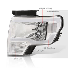 Load image into Gallery viewer, Ford F150 2009-2014 LED DRL Bar Factory Style Headlights Chrome Housing Clear Len Clear Reflector (Halogen Models Only)
