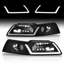 Load image into Gallery viewer, Ford Mustang 1999-2004 LED DRL Bar Factory Style Headlights Black Housing Clear Len Clear Reflector
