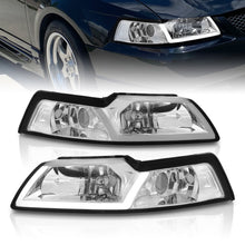 Load image into Gallery viewer, Ford Mustang 1999-2004 LED DRL Bar Factory Style Headlights Chrome Housing Clear Len Clear Reflector
