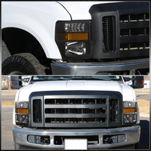 Load image into Gallery viewer, Ford F250 F350 F450 F550 Super Duty 2008-2010 Factory Style Headlights Black Housing Clear Len Amber Reflector
