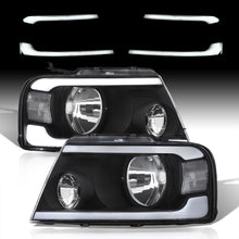 Load image into Gallery viewer, Ford F150 2004-2008 / Lincoln Mark LT 2005-2008 LED DRL Bar Factory Style Headlights Black Housing Clear Len Clear Reflector
