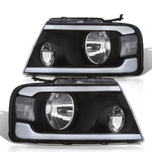 Load image into Gallery viewer, Ford F150 2004-2008 / Lincoln Mark LT 2005-2008 LED DRL Bar Factory Style Headlights Black Housing Clear Len Clear Reflector
