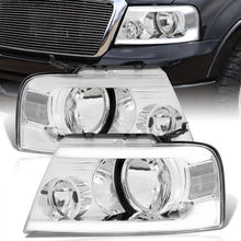 Load image into Gallery viewer, Ford F150 2004-2008 / Lincoln Mark LT 2005-2008 LED DRL Bar Factory Style Headlights Chrome Housing Clear Len Clear Reflector
