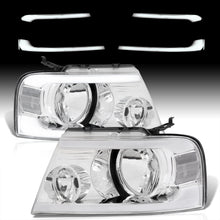 Load image into Gallery viewer, Ford F150 2004-2008 / Lincoln Mark LT 2005-2008 LED DRL Bar Factory Style Headlights Chrome Housing Clear Len Clear Reflector
