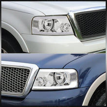 Load image into Gallery viewer, Ford F150 2004-2008 / Lincoln Mark LT 2005-2008 LED DRL Bar Factory Style Headlights Chrome Housing Clear Len Clear Reflector
