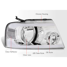 Load image into Gallery viewer, Ford F150 2004-2008 / Lincoln Mark LT 2005-2008 LED DRL Bar Factory Style Headlights Chrome Housing Clear Len Clear Reflector
