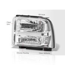 Load image into Gallery viewer, Ford F250 F350 F450 Super Duty 2005-2007 Factory Style Headlights Chrome Housing Clear Len Clear Reflector
