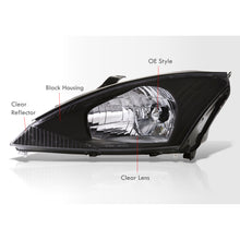 Load image into Gallery viewer, Ford Focus 2000-2004 Factory Style Headlights Black Housing Clear Len Clear Reflector
