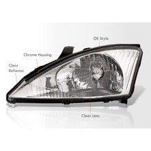 Load image into Gallery viewer, Ford Focus 2000-2004 Factory Style Headlights Chrome Housing Clear Len Clear Reflector
