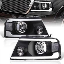 Load image into Gallery viewer, Ford F150 2004-2008 LED DRL Bar Projector Headlights Black Housing Clear Len Clear Reflector
