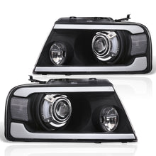 Load image into Gallery viewer, Ford F150 2004-2008 LED DRL Bar Projector Headlights Black Housing Clear Len Clear Reflector
