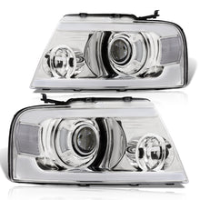 Load image into Gallery viewer, Ford F150 2004-2008 LED DRL Bar Projector Headlights Chrome Housing Clear Len Clear Reflector
