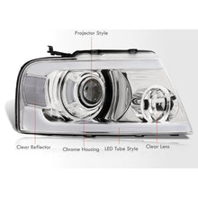 Load image into Gallery viewer, Ford F150 2004-2008 LED DRL Bar Projector Headlights Chrome Housing Clear Len Clear Reflector
