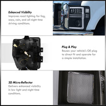 Load image into Gallery viewer, Ford F250 F350 F450 F550 Super Duty 2008-2010 Sequential LED DRL Bar Projector Headlights Black Housing Clear Len Clear Reflector
