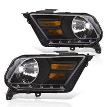 Load image into Gallery viewer, Ford Mustang 2010-2014 Factory Style Headlights Black Housing Clear Len Amber Reflector
