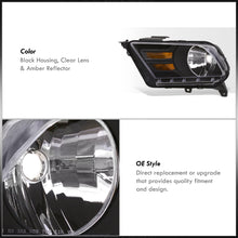 Load image into Gallery viewer, Ford Mustang 2010-2014 Factory Style Headlights Black Housing Clear Len Amber Reflector
