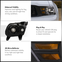 Load image into Gallery viewer, Ford Mustang 2010-2014 Factory Style Headlights Black Housing Clear Len Amber Reflector
