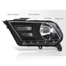 Load image into Gallery viewer, Ford Mustang 2010-2014 Factory Style Headlights Black Housing Clear Len Clear Reflector
