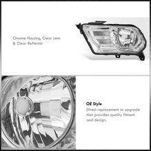 Load image into Gallery viewer, Ford Mustang 2010-2014 Factory Style Headlights Chrome Housing Clear Len Clear Reflector
