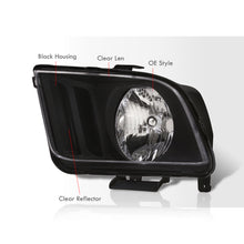 Load image into Gallery viewer, Ford Mustang 2005-2009 Factory Style Headlights Black Housing Clear Len Clear Reflector

