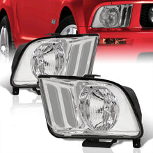 Load image into Gallery viewer, Ford Mustang 2005-2009 Factory Style Headlights Chrome Housing Clear Len Clear Reflector
