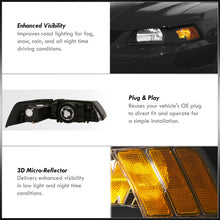 Load image into Gallery viewer, Ford Mustang 1999-2004 Factory Style Headlights Black Housing Clear Len Amber Reflector
