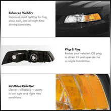 Load image into Gallery viewer, Ford Mustang 1999-2004 Factory Style Headlights Chrome Housing Clear Len Amber Reflector
