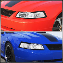 Load image into Gallery viewer, Ford Mustang 1999-2004 Factory Style Headlights Chrome Housing Clear Len Clear Reflector
