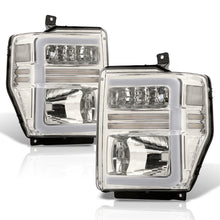 Load image into Gallery viewer, Ford F250 F350 F450 F550 Super Duty 2008-2010 Sequential LED DRL Bar Factory Style Headlights Chrome Housing Clear Len Clear Reflector
