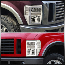 Load image into Gallery viewer, Ford F250 F350 F450 F550 Super Duty 2008-2010 Sequential LED DRL Bar Factory Style Headlights Chrome Housing Clear Len Clear Reflector
