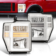 Load image into Gallery viewer, Ford F250 F350 F450 F550 Super Duty 2008-2010 Sequential LED DRL Bar Factory Style Headlights White Housing Clear Len Clear Reflector
